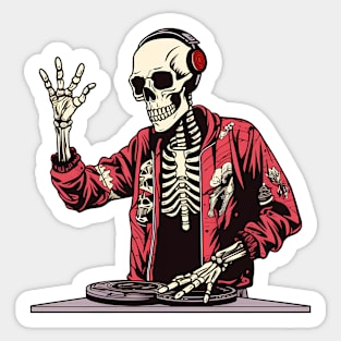 DJ Skeleton Sticker